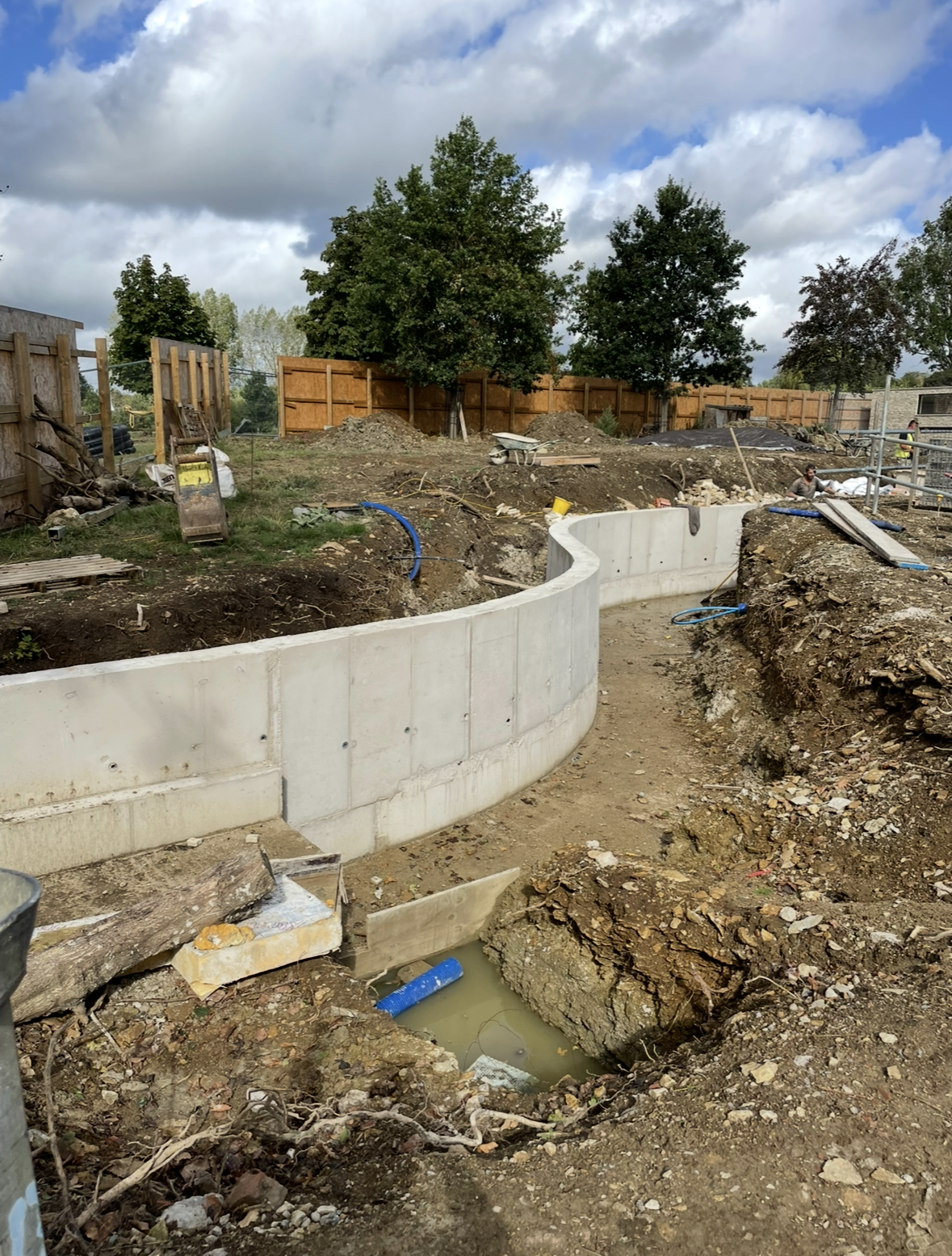 concrete retaining support wall project